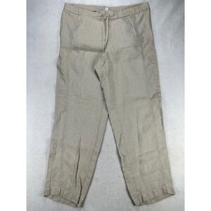 J. Jill Love Linen Oatmeal Beige Drawstring Elastic Straight Leg Pants Medium M